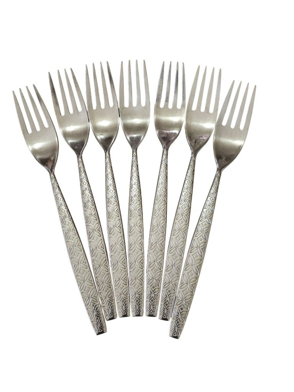 7 Noritake Allegro Dinner Fork 7.25" silverware flatware replacement MCM vtg